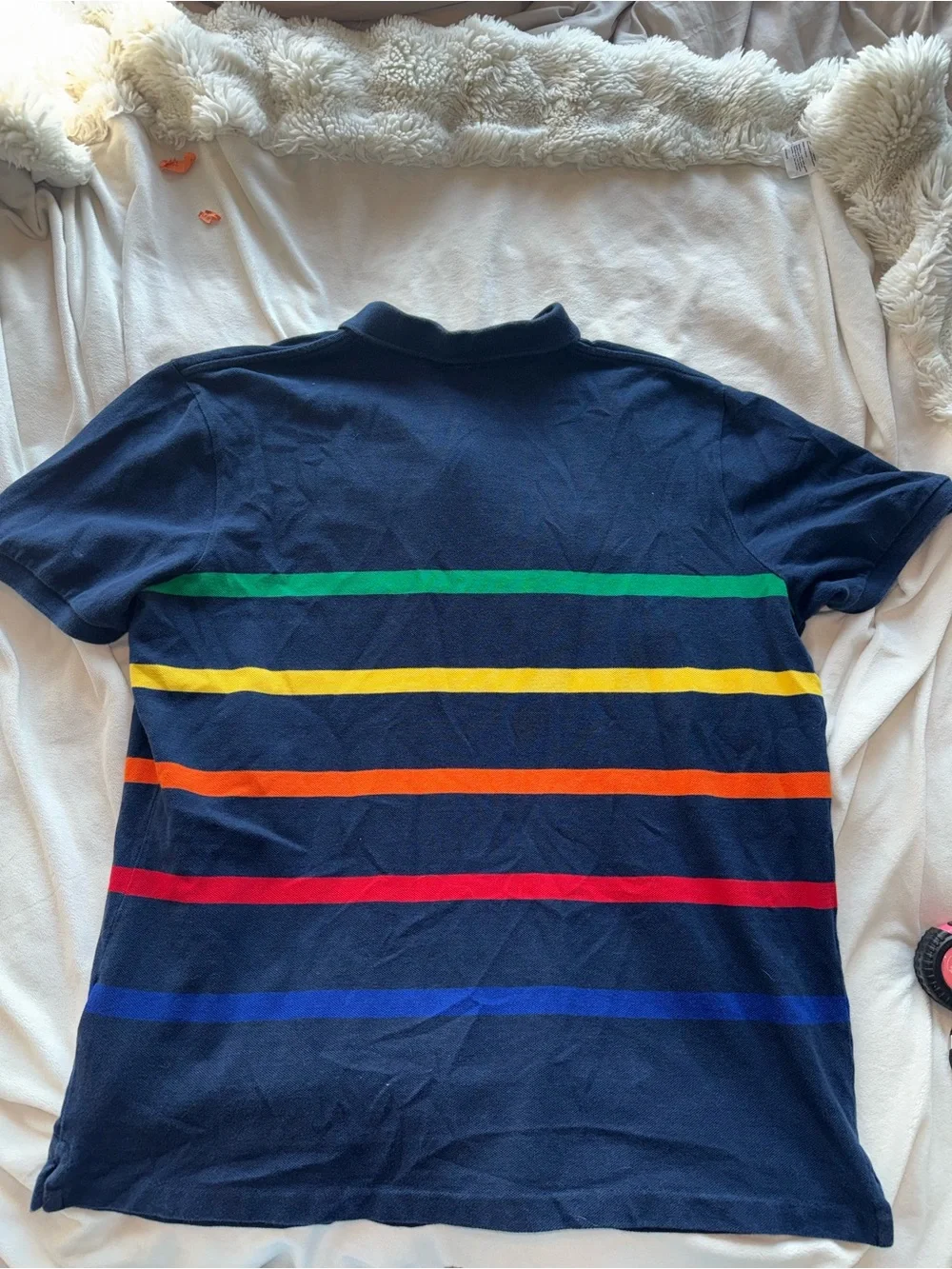 Ralph Lauren Navy Polo Shirt with Multicolor Stripes